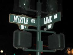 Myrtle and Lime street sign